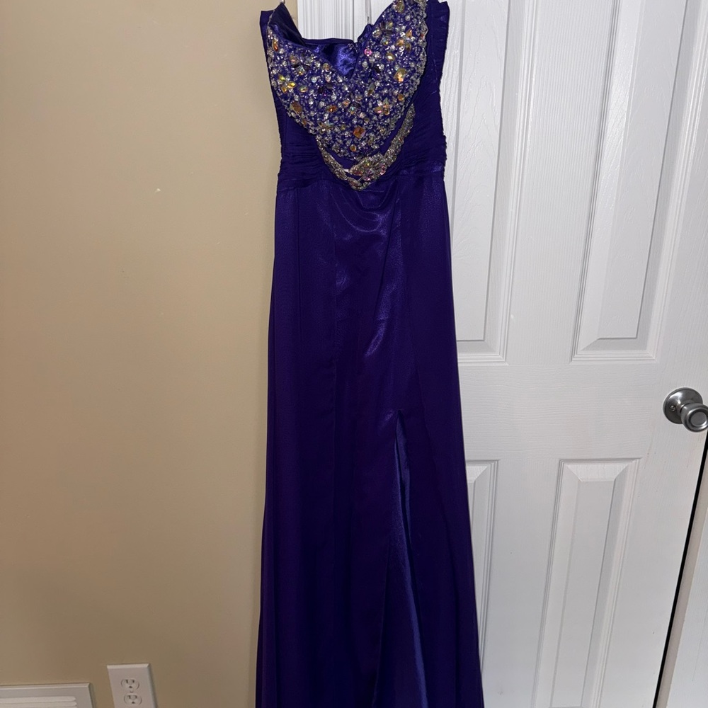 Elegant Purple Gown with Embellished Bodice